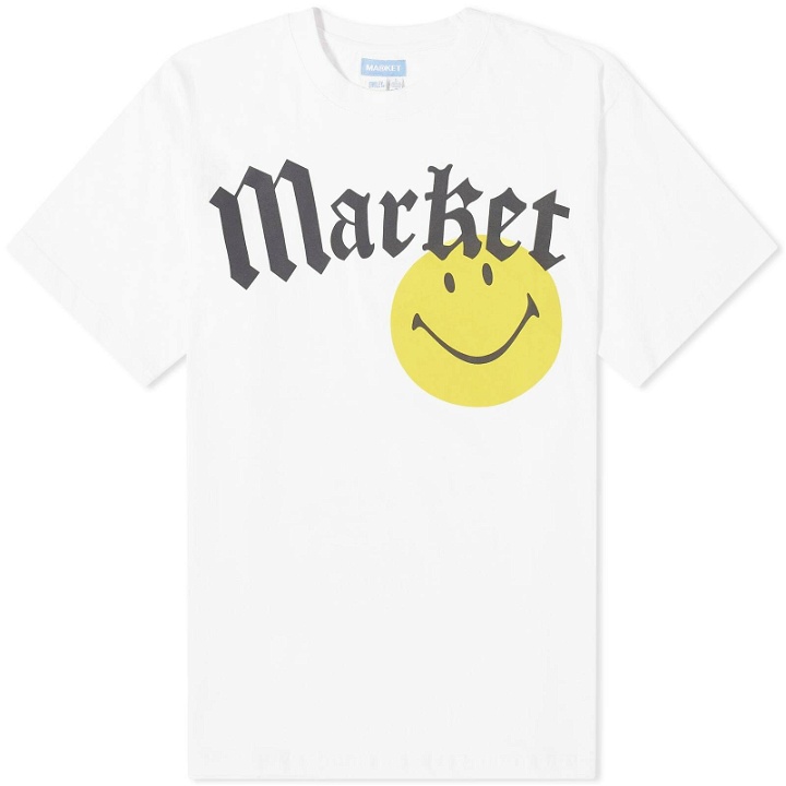 Photo: MARKET Men's Smiley Gothic T-Shirt in White