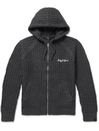 Rag & Bone - Logo-Embroidered Ribbed-Knit Zip-Up Hoodie - Gray