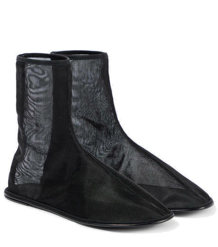 Photo: The Row Leather-trimmed mesh ankle boots