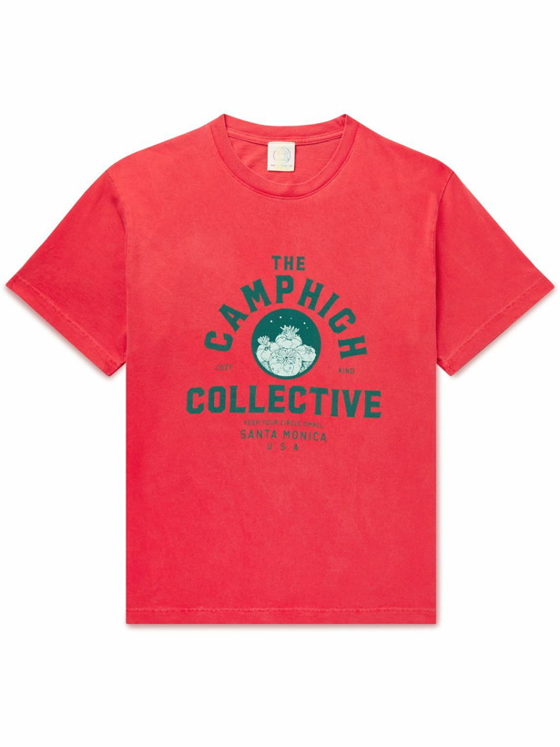 Photo: Camp High - Printed Cotton-Jersey T-Shirt - Red