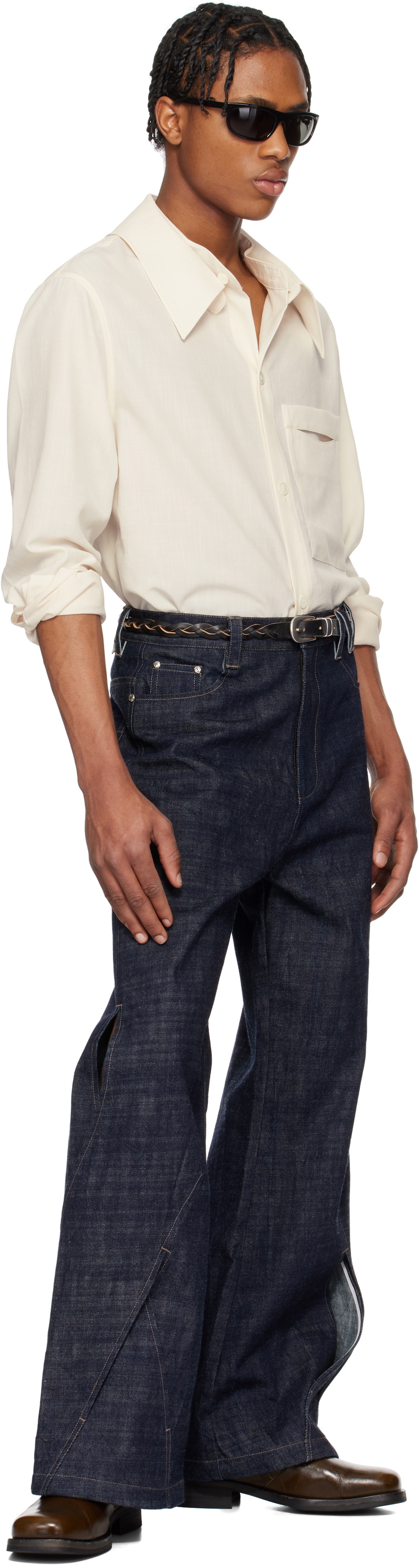 NULLUS Off-White Kerchief Collar Shirt
