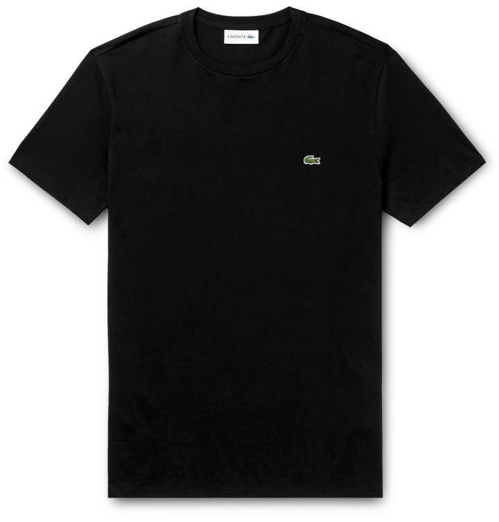 Photo: Lacoste - Slim-Fit Logo-Appliquéd Cotton-Jersey T-Shirt - Black