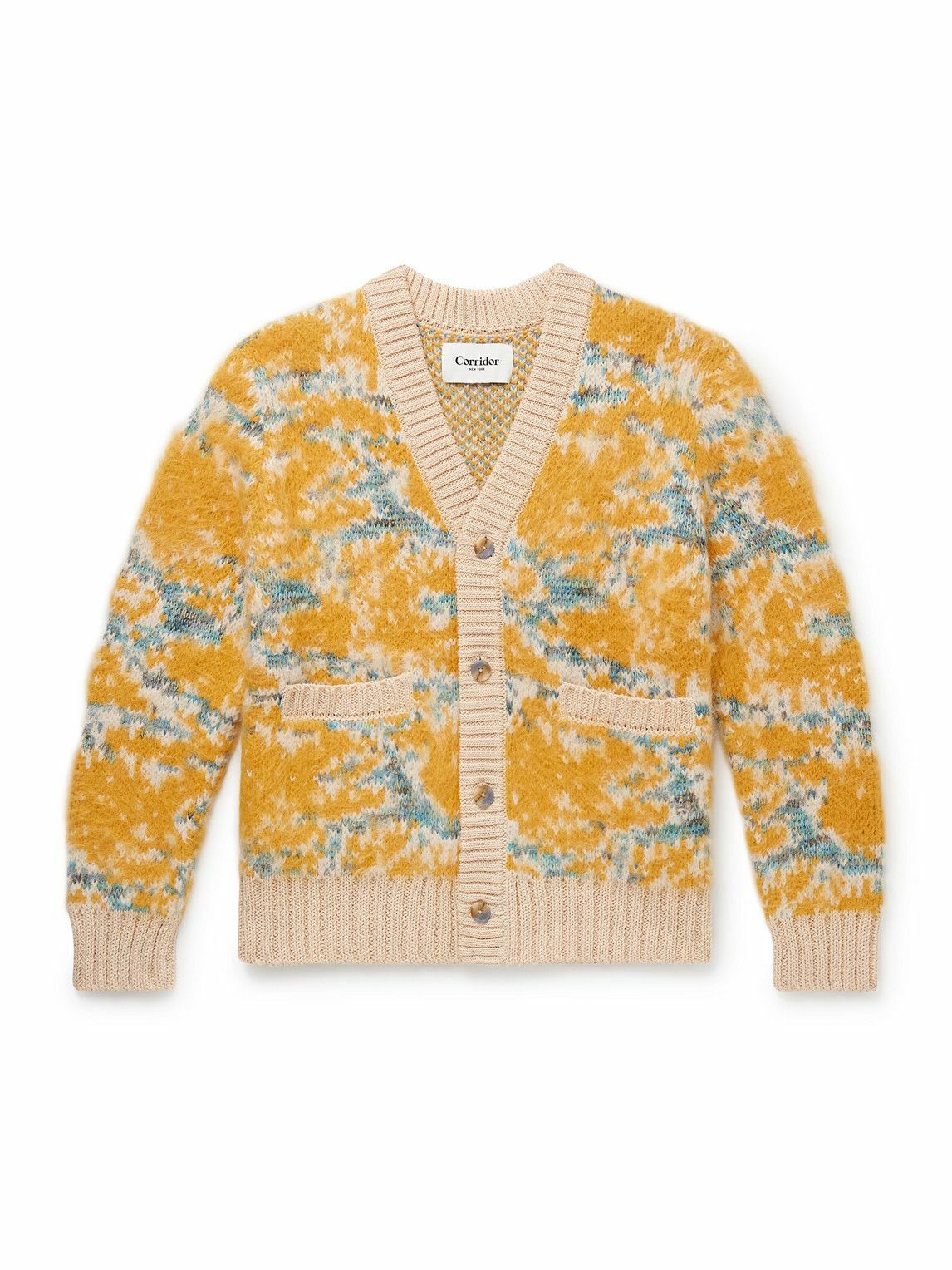 Corridor - Jacquard-Knit Cotton-Blend Cardigan - Yellow