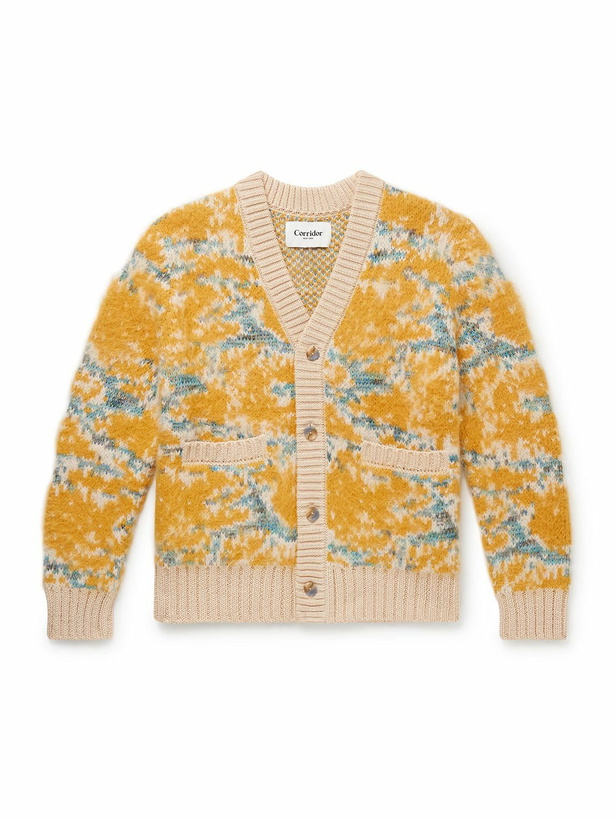 Photo: Corridor - Jacquard-Knit Cotton-Blend Cardigan - Yellow