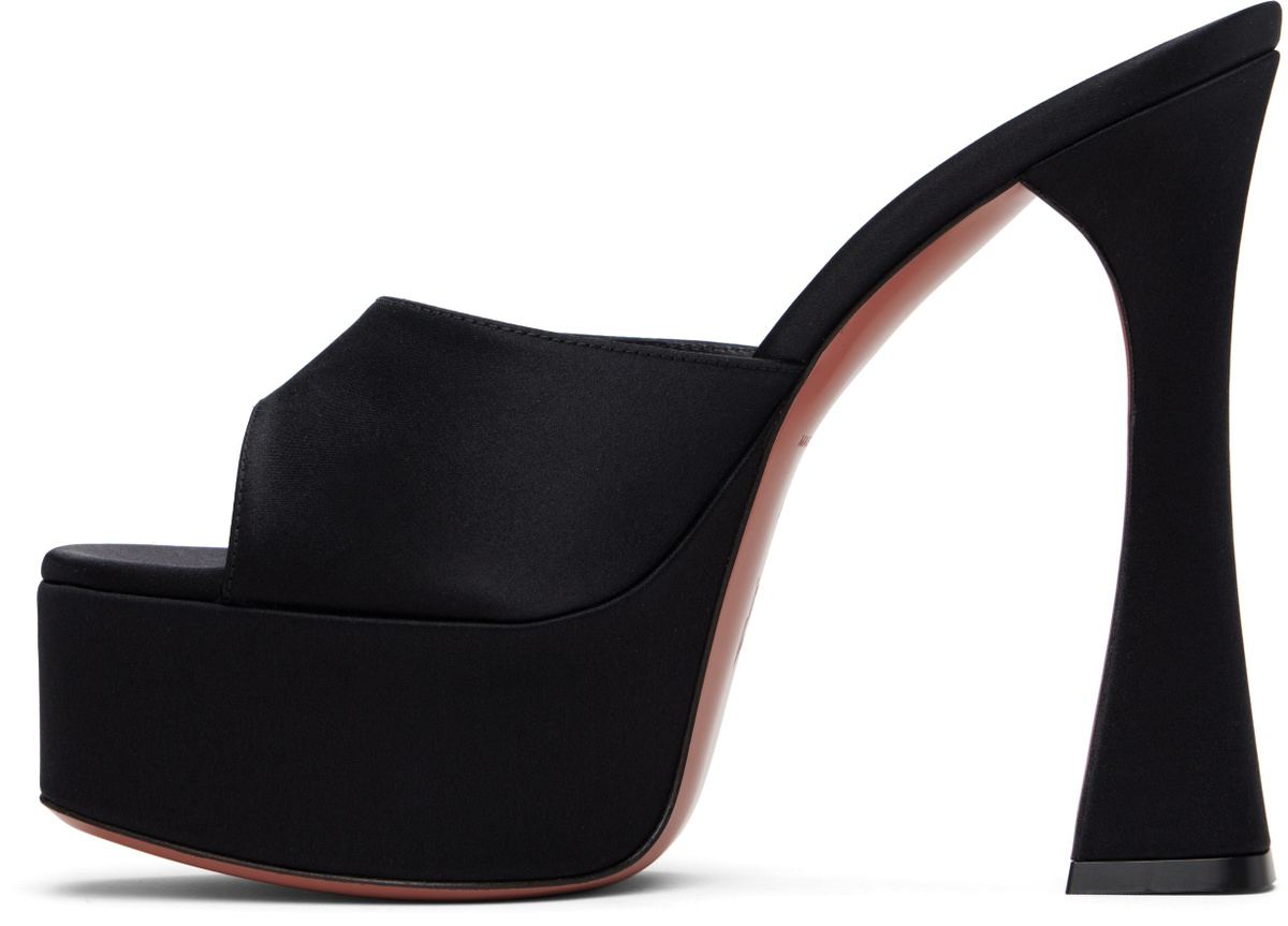 Amina Muaddi Black Dalida Plateau Slipper 140 Heeled Sandals