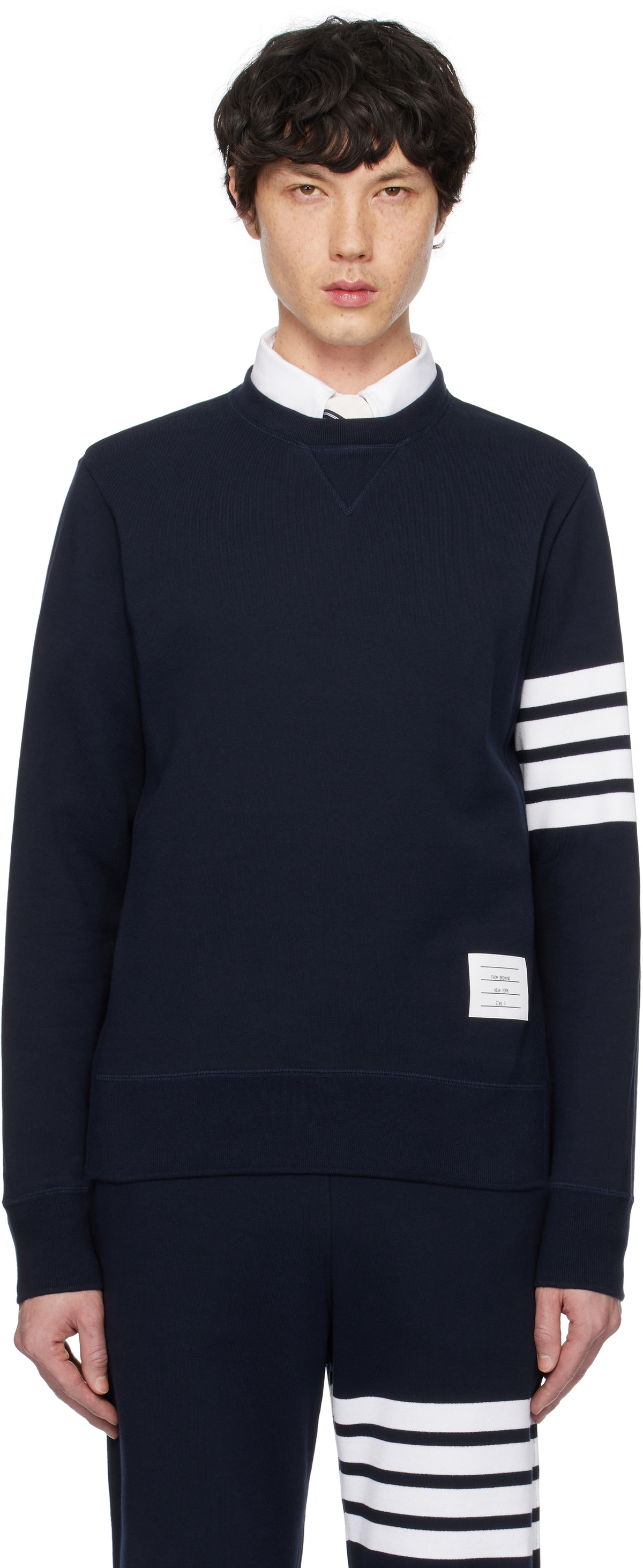 Thom Browne Navy Classic Loopback 4-Bar Sweatshirt