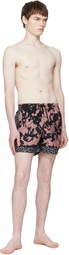 Dries Van Noten Pink & Black Printed Swim Shorts