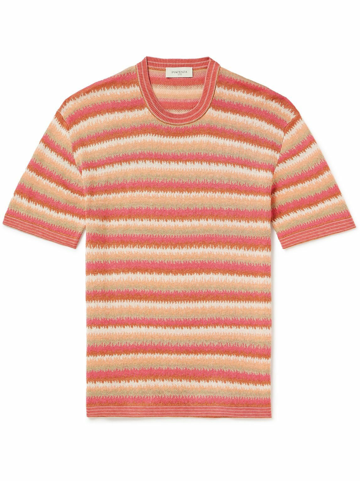 PIACENZA 1733 - Jacquard-Knit Silk and Linen-Blend T-Shirt - Orange