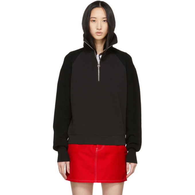 Photo: Helmut Lang Black Sweater Combo Zip Sweatshirt