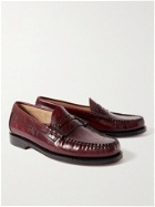 G.H. Bass & Co. - Maharishi Weejun Larson Embossed Leather Penny Loafers - Burgundy
