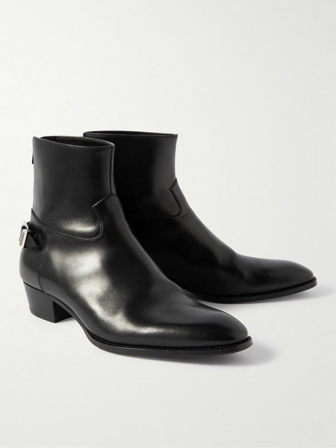 CELINE - Drugstore Buckled Leather Ankle Boots - Black