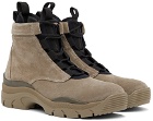 John Elliott SSENSE Exclusive Taupe Speed Lace Up Boots