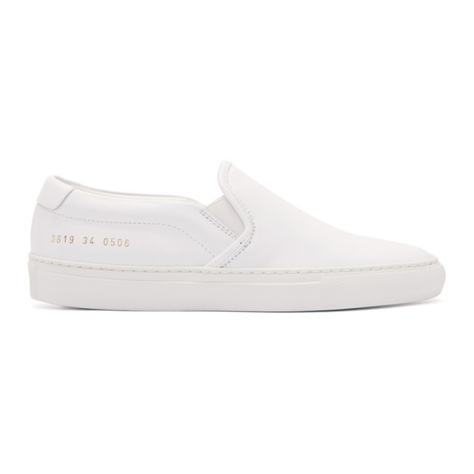 Photo: Woman by Common Projects White Leather Slip-On Sneakers
