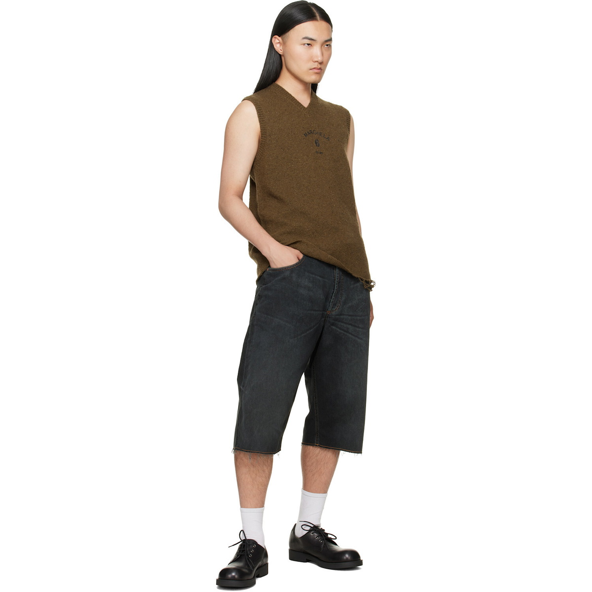 MM6 Maison Margiela Navy Drawstring Denim Shorts