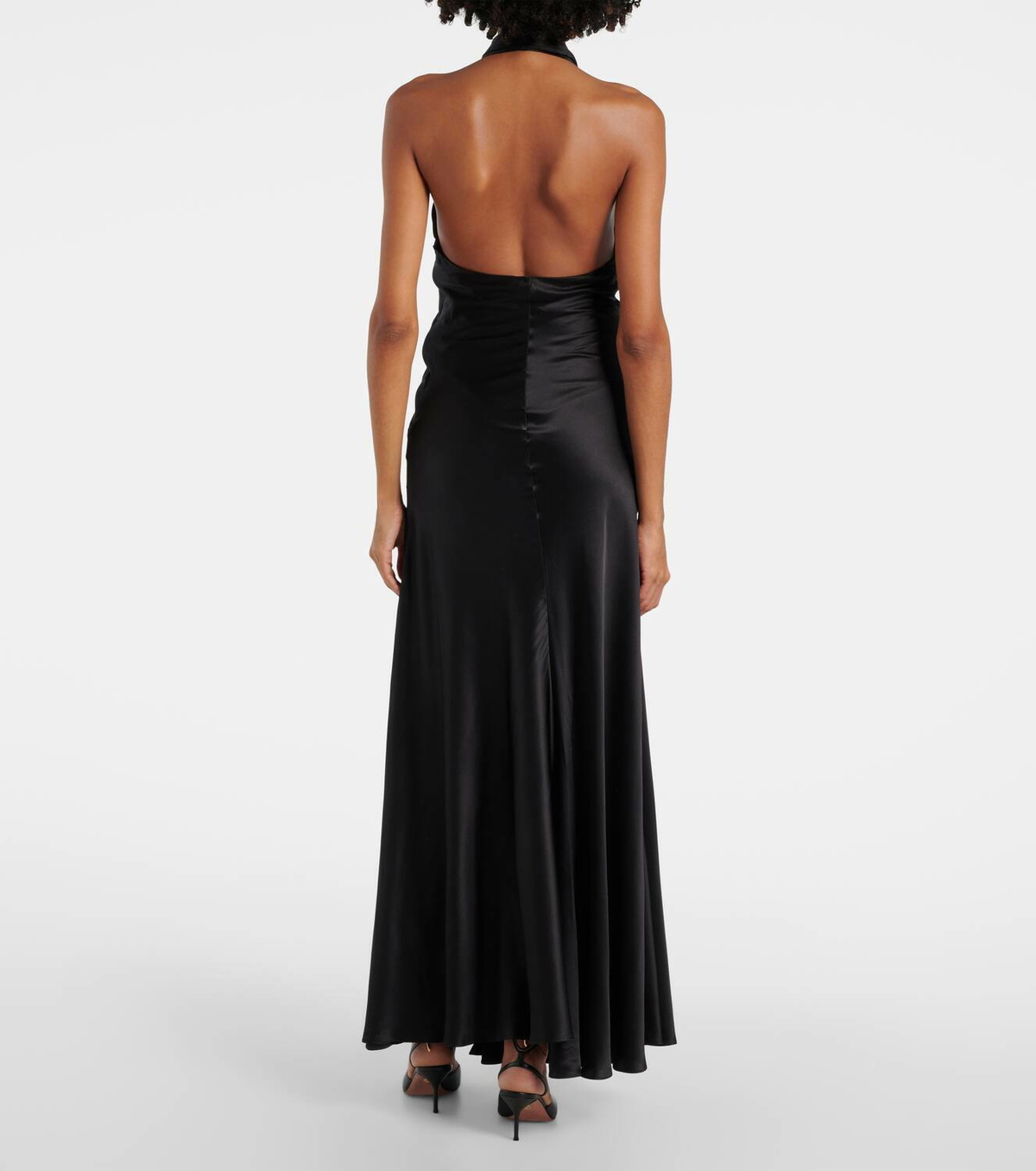 Rodarte Floral-appliqué silk satin midi dress