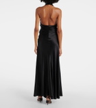 Rodarte Floral-appliqué silk satin midi dress
