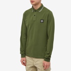 Stone Island Men's Long Sleeve Patch Polo Shirt in Olive
