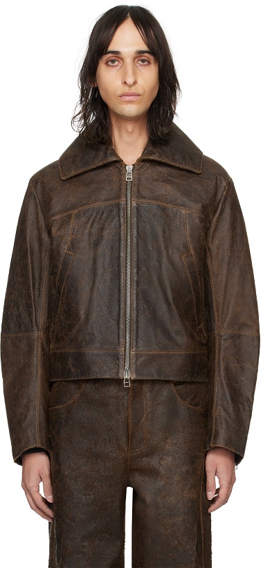 Photo: Eckhaus Latta Brown Hide Leather Jacket