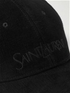 SAINT LAURENT - Logo-Embroidered Cotton-Cordurory Baseball Cap - Black