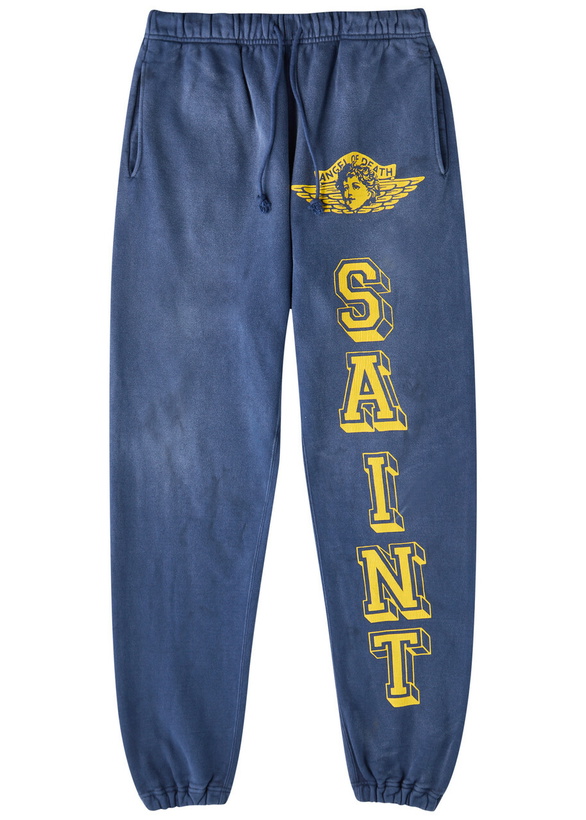 Photo: Saint Mxxxxxx Angels of Death Printed Cotton Sweatpants Navy
