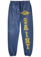 Saint Mxxxxxx Angels of Death Printed Cotton Sweatpants Navy