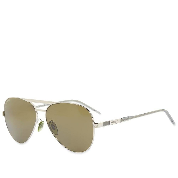 Photo: Gucci Men's Eyewear GG1163S Sunglasses in Silver/Grey/Green