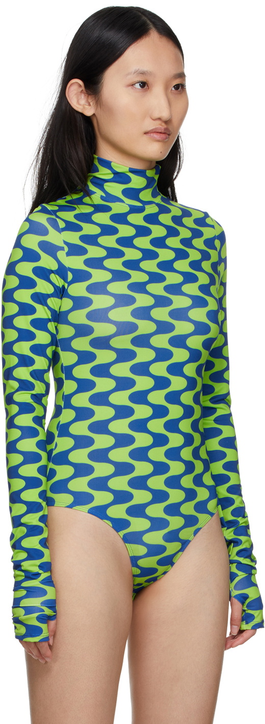 FENSI SSENSE Exclusive Green & Blue Waves Bodysuit
