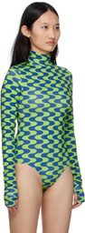 FENSI SSENSE Exclusive Green & Blue Waves Bodysuit