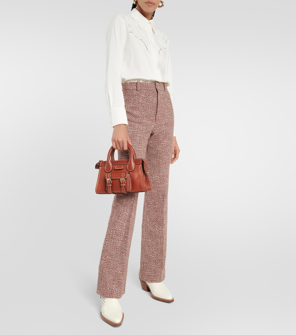 Chloé Mid-rise wide-leg tweed pants