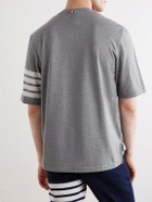 Thom Browne - Logo-Appliquéd Striped Cotton-Jersey T-Shirt - Gray