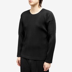 Homme Plissé Issey Miyake Men's Pleated Long Sleeve T-Shirt in Black