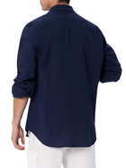 MC2 Saint Barth Man Seersucker Blue Cotton Shirt Pamplona