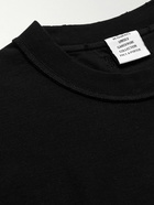 VETEMENTS - Logo-Embroidered Distressed Cotton-Jersey T-Shirt - Black