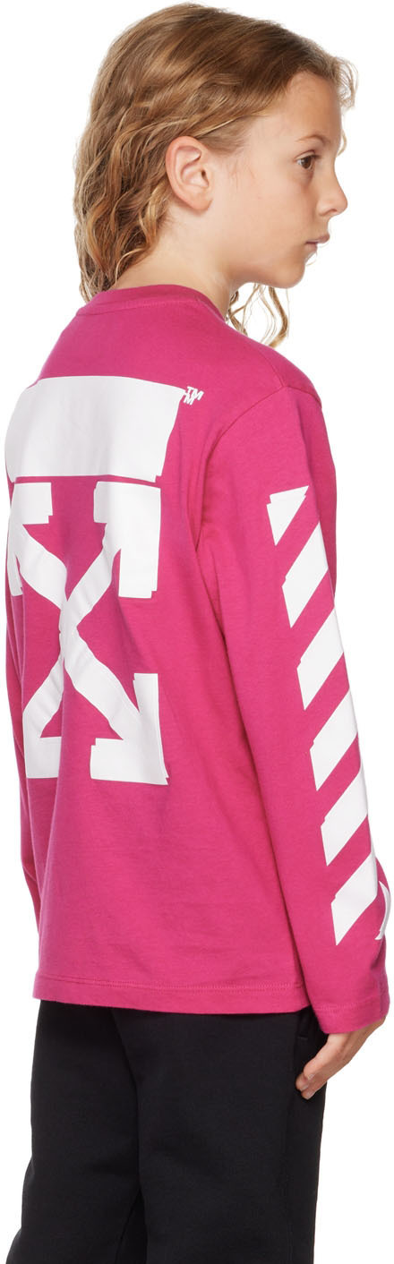 Off White Kids Pink Rubber Arrow Long Sleeve T Shirt