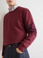 Thom Browne - 4-Bar Stripe Cotton-Jersey Sweatshirt - Burgundy