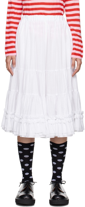 Photo: Comme des Garçons Girl White Tiered Midi Skirt