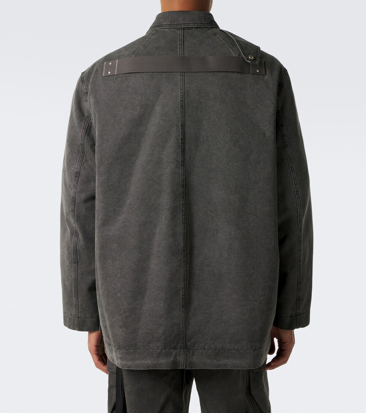 Rick Owens Collared Mac coated cotton canvas jacket
