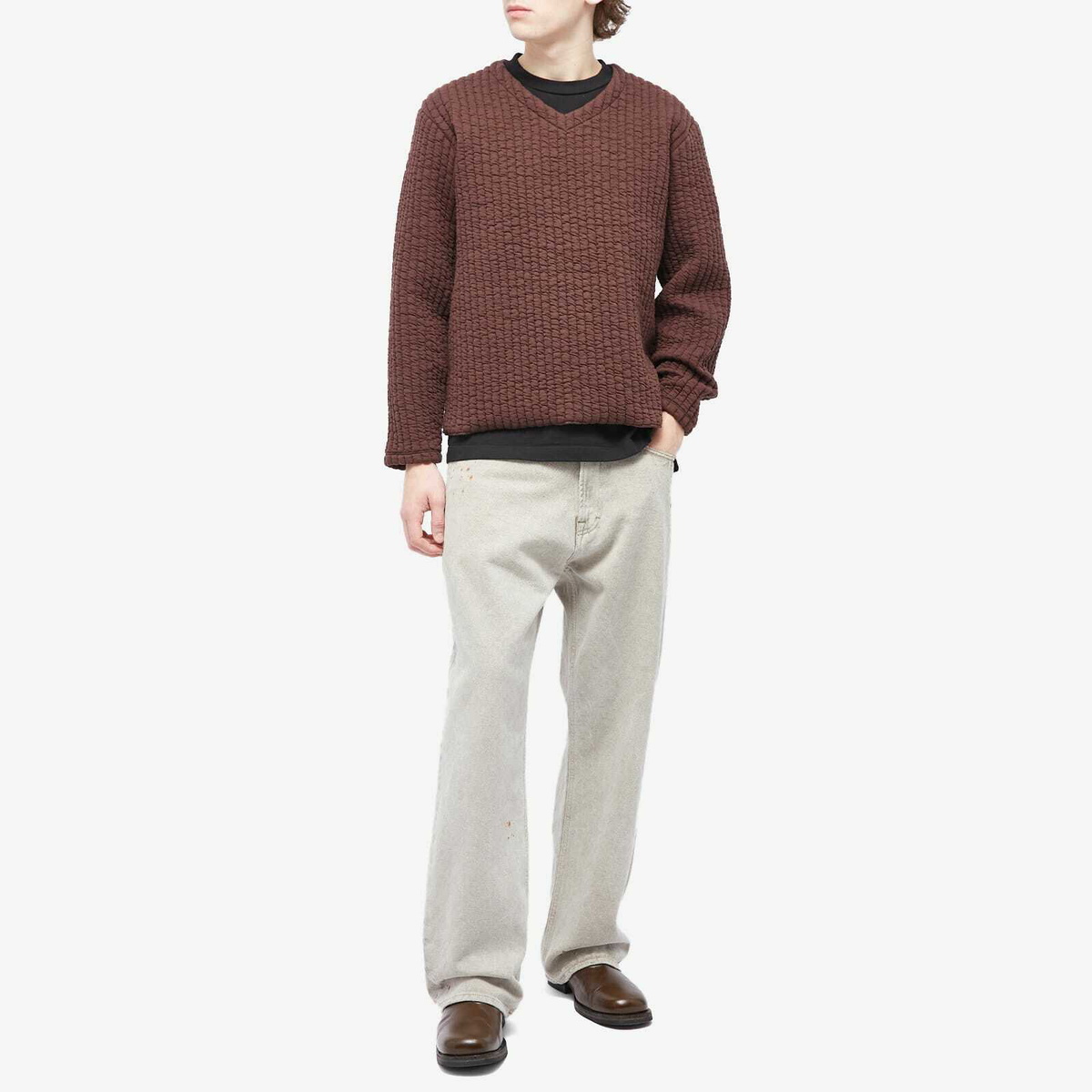 Lady White Co. Men's Quilted V-Neck in Rust