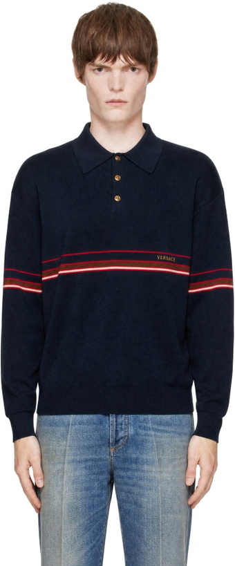 Photo: Versace Navy Knit Athleisure Polo