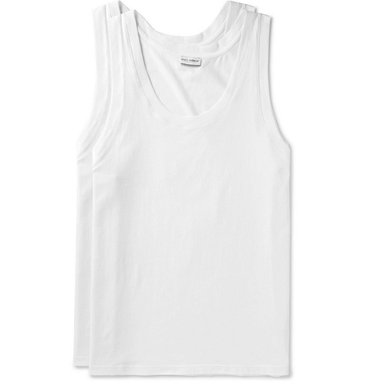 Photo: Dolce & Gabbana - Day By Day Two-Pack Stretch-Cotton Jersey Tank Tops - White