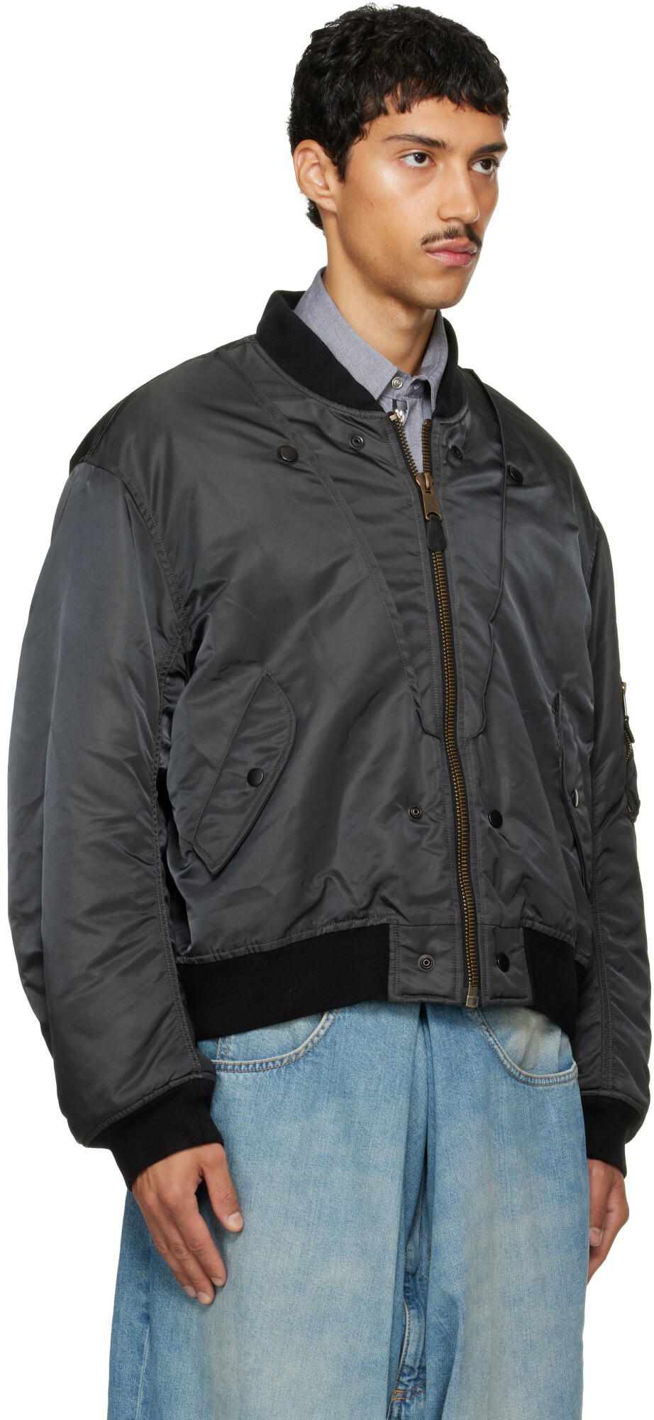 Maison Margiela Gray & Black Reversible Bomber Jacket