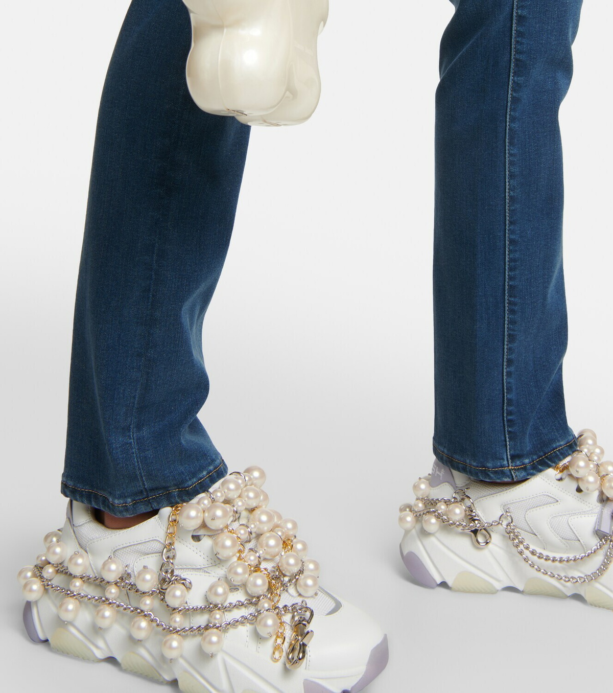 ユナページ Junya Watanabe Chain-detail mid-rise slim jeans Junya Watanabe