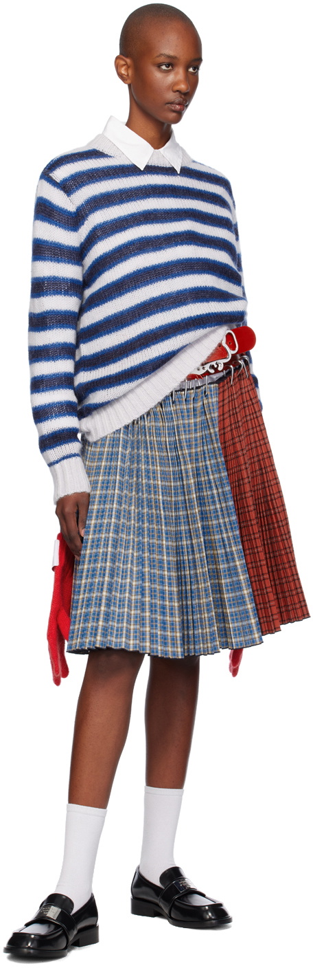 Charles Jeffrey LOVERBOY Blue & White Mohair Gloves Sweater