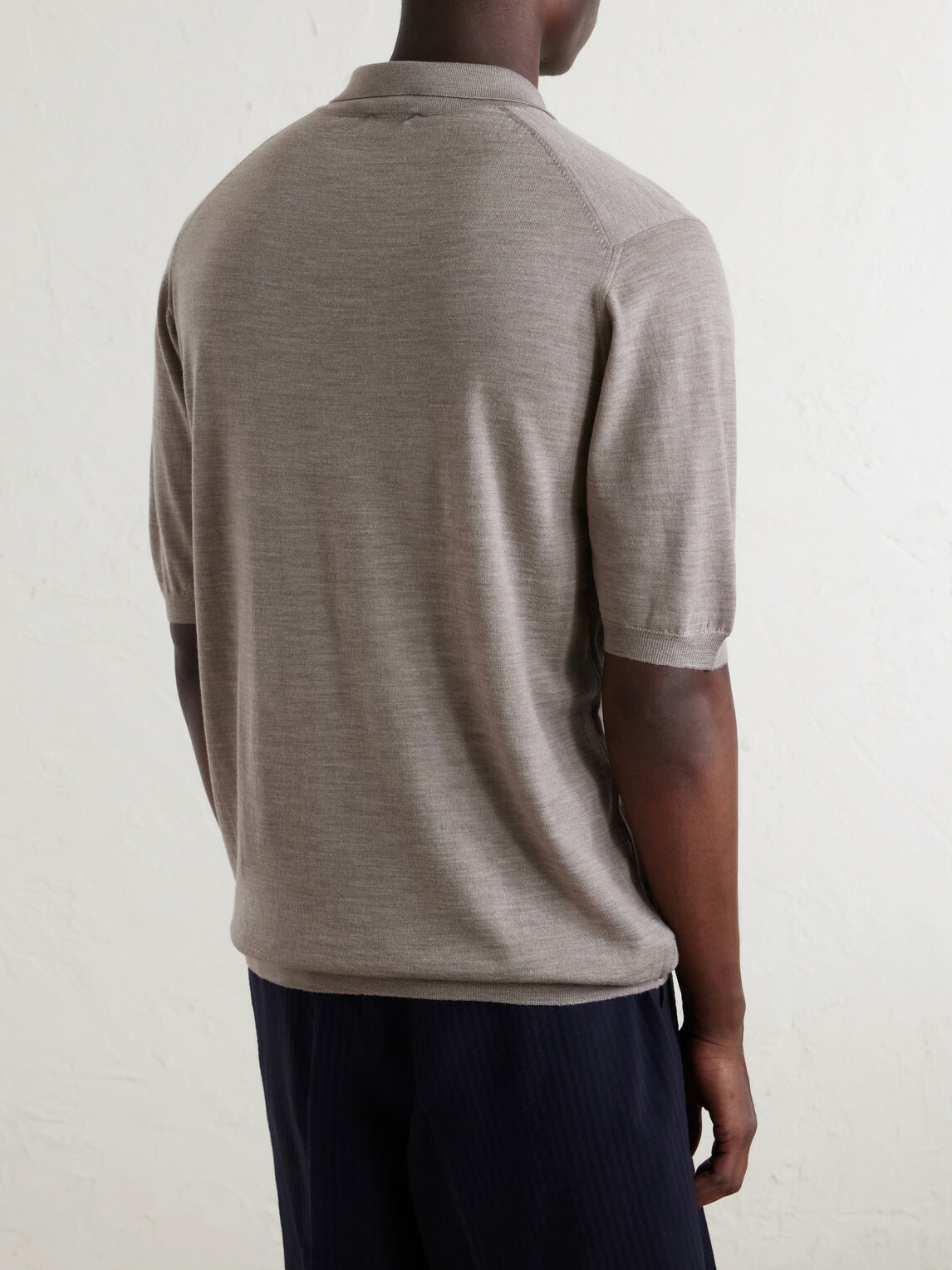 William Lockie - Merino Wool Polo Shirt - Brown