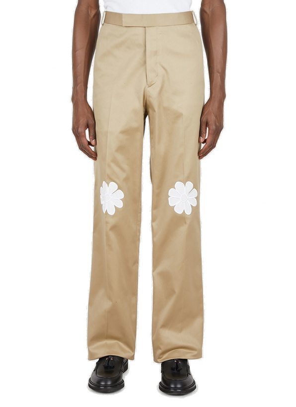 Photo: Floral Embroidered Tailored Pants in Beige
