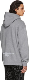 Dolce & Gabbana Grey Fleece Logo Print Hoodie