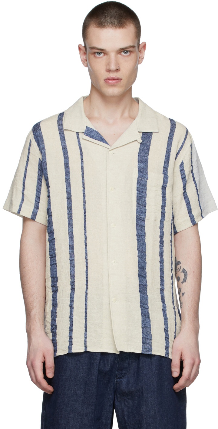 YMC Off-White Linen Stripe Shirt YMC