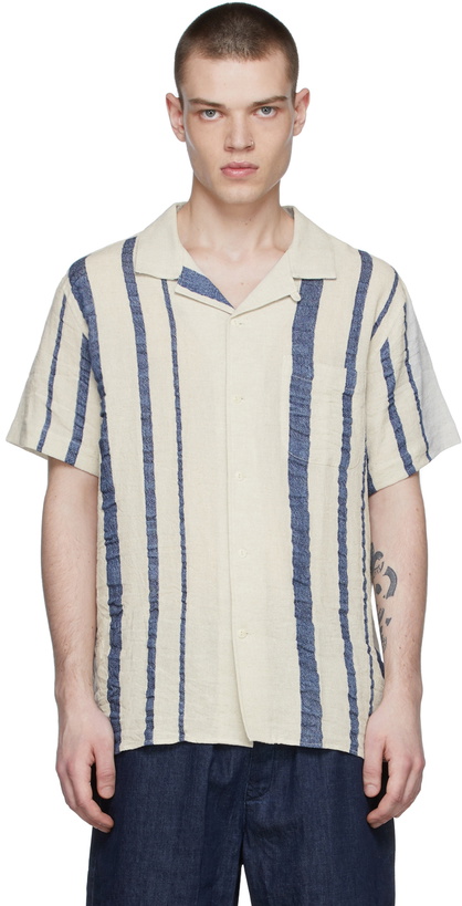 Photo: YMC Off-White Linen Stripe Shirt