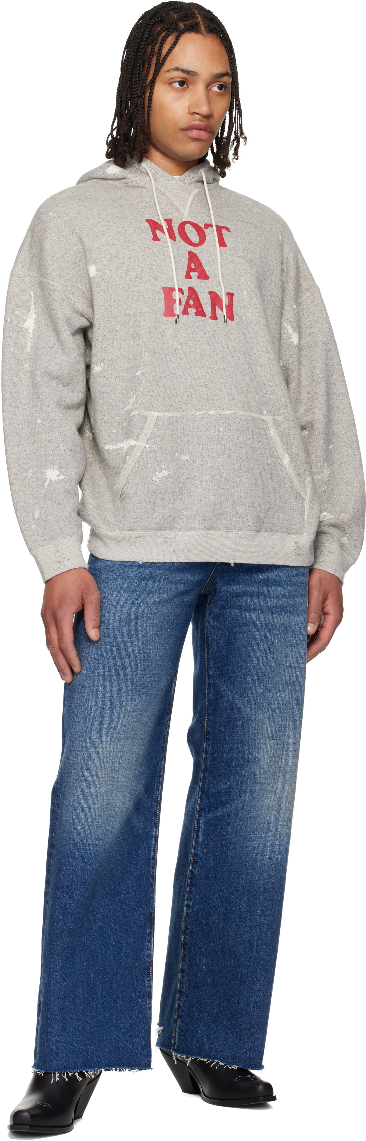 R13 Gray 'Not A Fan' Oversized Hoodie