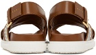 Marni Brown Leather Fussbett Raffia-Effect Sandals